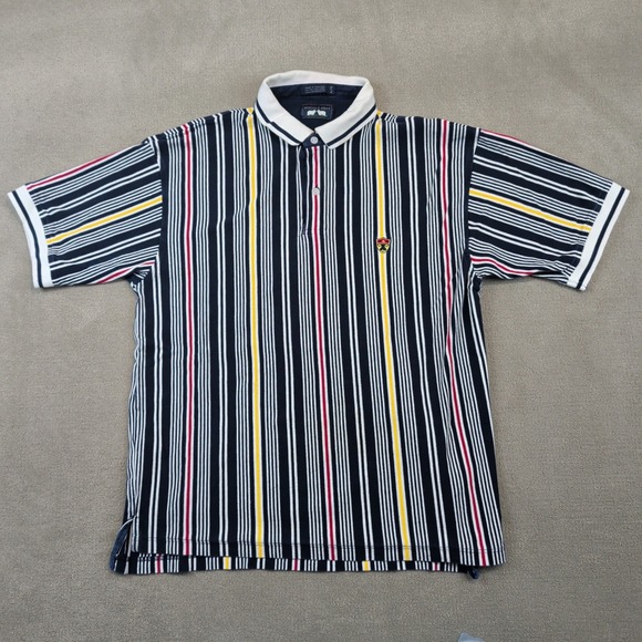 Woods & Gray XL Vintage Polo Shirt Navy Stripe 90s Preppy Streetwear Cotton — photo 2